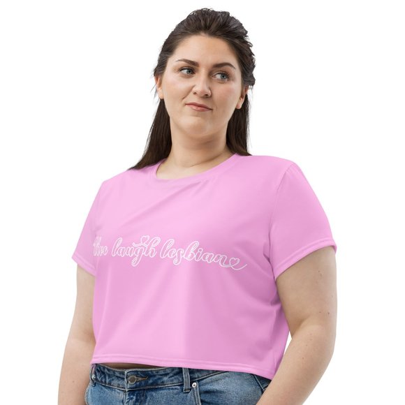 Live Laugh Lesbian LGBT Pride Cropped Tee T-Shirt - Picture 8 of 14
